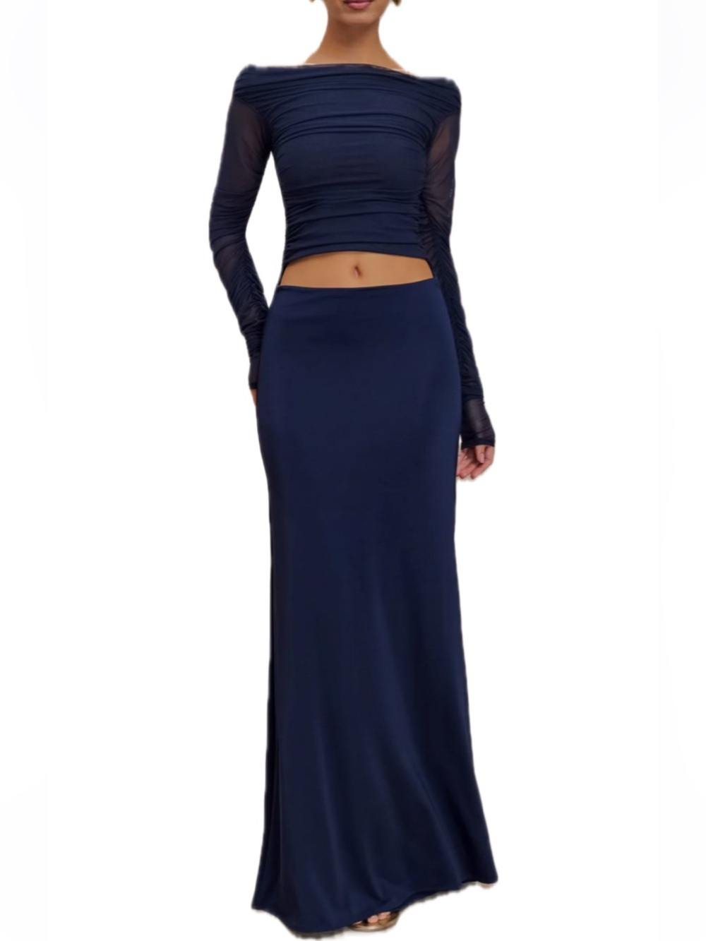 Meshki - Darla Mesh Maxi Dress in Dark Navy, XS